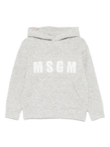 MSGM Kids худи с вышитым логотипом, серый