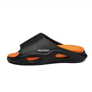 Mulinsen Мужские противоскользящие шлепанцы слайдеры черно-оранжевые, цвет Black Orange