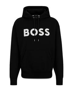 Худи обычного кроя Sullivan с логотипом из хлопка BOSS, черный