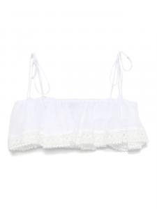 Хлопковый топ с кружевной отделкой PNK, белый