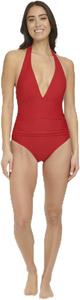 Женский слитный купальник Tommy Hilfiger Stretch Tummy Control с бретелями через шею, Real Red