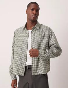 Укороченная рубашка свободного кроя в зеленую клетку Asos Design