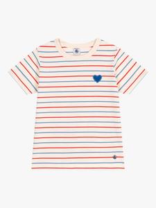 Детская футболка с полосками и принтом в виде сердечек Petit Bateau, Avalanche/Multico