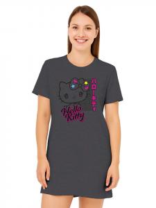 Ночная рубашка Hello Kitty, пижамный топ с короткими рукавами, серый цвет Hello Kitty