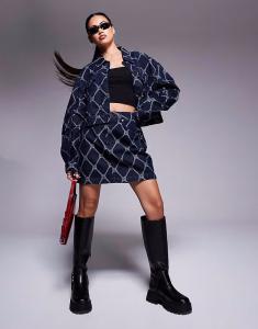 Юбка из денима gebisi с принтом темно-синего цвета Hugo Red