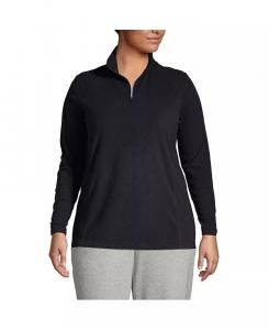 Флисовый пуловер с молнией в четверть размера больших размеров Lands' End, синий