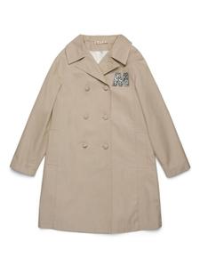 Marni Kids двубортное пальто, нейтральный