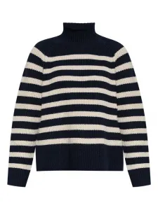 Полосатый свитер из смеси хлопка и шерсти MUNTHE, синий