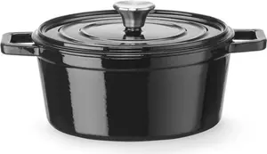 Эмалированная чугунная кастрюля , 3,7 л, черная, 317x240x(В)105 мм HENDI