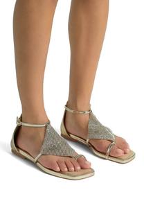 Шлепанцы CON PUNTERA CUADRADA Y CIERRE CON HEBILLA Alma en Pena, золотой