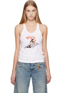 Stella Mccartney Белая майка Jeff Koons Edition "Slippery when wet"