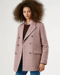 Женский пиджак в елочку с двойной застежкой Pepe Jeans, розовый