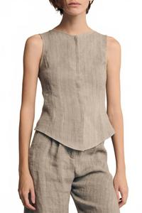 Жилет Lupe из льна в небесно-голубую полоску Cortana, Sky Blue Stripes