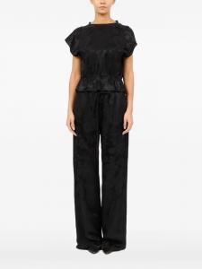 Блузка с цветочным узором и парчой MM6 Maison Margiela, черный