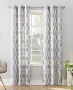 Коллекция полупрозрачных штор для штор с люверсами Mikko Leaf Print No. 918, белый