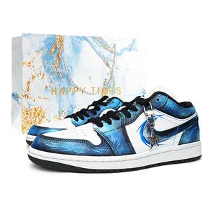 Jordan Баскетбольные кроссовки Nike Air 1 Starry Night с низким верхом, устойчивые к истиранию, винтажные, унисекс, белые, черные, синие