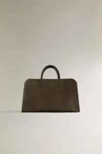 Мини-сумка-тоут из нубуковой кожи Zara, зеленый