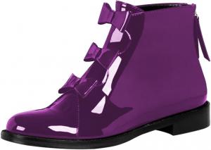 Женские модные ботильоны FYS с закругленным носком, тремя бантиками, на щиколотку, с милым низким массивным каблуком, задней молнией, короткие ботинки, осенние туфли, размеры 4-16 US, Purple