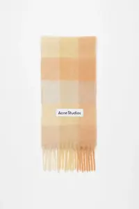 Шарф в клетку из мохера Acne Studios, Peach/White/Beige