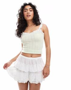 Топ Miss Selfridge с отделкой ришелье в рубчик зеленого цвета