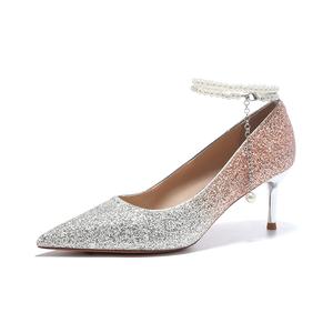 Женские туфли на высоком каблуке QITUMAUL, Champagne[Heel Height 6.5Cm]