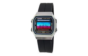 CASIO Кварцевые часы Retrofit Series с силиконовым ремешком, мужские часы с черным циферблатом