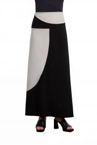Юбка-трапеция с цветными блоками в оттенках песочного и черного Sympli