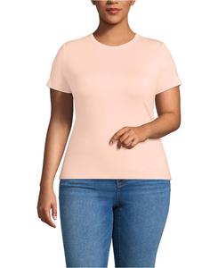 Футболка с коротким рукавом и круглым вырезом, большого размера Lands' End, Soft mineral blush