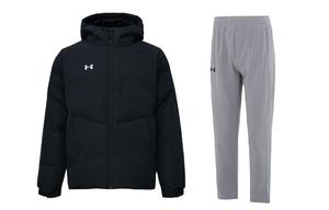 Повседневный спортивный худи с капюшоном для мужчин Under Armour, clothing sets (черный+серый)