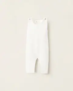 Детский вязаный комбинезон на бретелях с регулировкой Zippy, белый