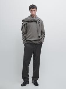 Свитер с круглым вырезом из смесовой шерсти Massimo Dutti, антрацитово-серый