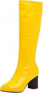 Женские высокие ботинки до колена с массивным каблуком, заостренным носком и высоким каблуком, сексуальные высокие ботильоны Generic, Yellow