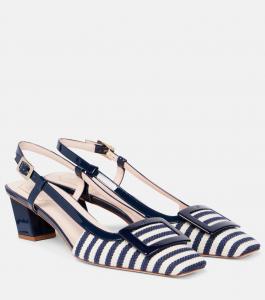 Балетки Belle Vivier 45 на шлейке из ткани Roger Vivier, U807(Blu Navy)+U800(Blu