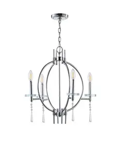 Подвесной светильник Laura 23 дюйма со светодиодами из металла и кристаллов Jonathan Y, silver