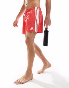Плавки-шорты Adidas Training с тремя полосками, 3 дюйма, красные Adidas Performance