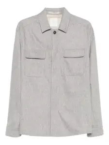 Рубашка-оверсhирт с накладными карманами с клапанами Eleventy, серый