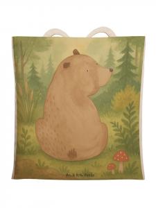 Mr. & Mrs. Panda Сумка-шоппер с изображением медведя, смотрящего через плечо, без надписи, белого цвета