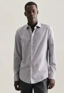 Seidensticker деловая рубашка "Slim", узкий, с длинными рукавами, воротник Кент, однотонный, серый