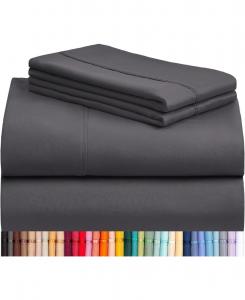 Комплект постельного белья из микрофибры, шелковисто-мягкий, охлаждающий, 4 предмета, размер Queen LuxClub, Dark grey