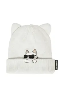 Шапка-бини с кошачьими ушками KARL LAGERFELD KIDS, белый