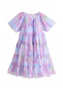 Коктейльное/Вечернее платье стандартного кроя с многоярусной радужной юбкой Next, Lilac Purple