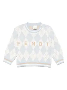 Джемпер с узором шеврон FENDI KIDS, синий