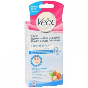 Easy Gelwax Bands для лица Воск для депиляции 40 полосок, Veet
