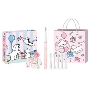 Электрическая зубная щетка t100 с usb-зарядкой, звуковая вибрация, импортные мягкие щетинки t100 Xiaomi, розовый