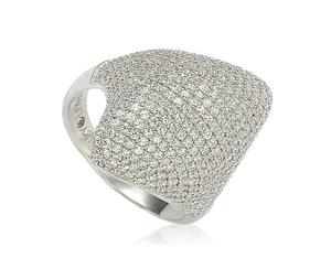 Кольцо Suzy Levian из стерлингового серебра с диагональным узором из кубического циркония и инкрустацией Suzy Levian New York, White