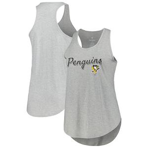 Женский плюс сайз расербэк топ Pittsburgh Penguins в ворсовом сером от Fanatics Unbranded