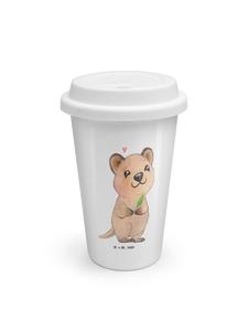 Mr. & Mrs. Panda Дорожная кружка Quokka Happy без надписи, белого цвета