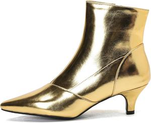 Женские ботильоны Alsoloveu с низким каблуком-кисточкой, заостренным носком, на молнии, каблук 2 дюйма, короткие ботинки для работы и офиса, E-Gold