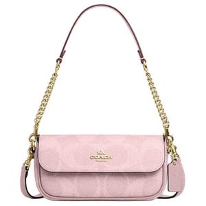 COACH Хейли Маленькая женская сумка через плечо из лакированного холста с гладкой кожей розовая