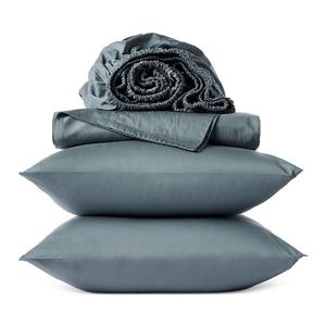 Комплект из 4 сатиновых простыней Coyuchi Cloud Soft, Queen, синий